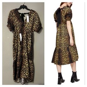 leopard print tie back maxi dress
